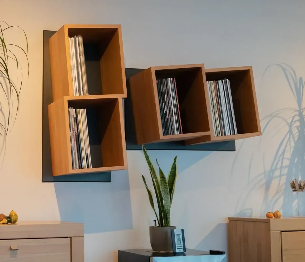 Schallplatten-Regal Massivholz 